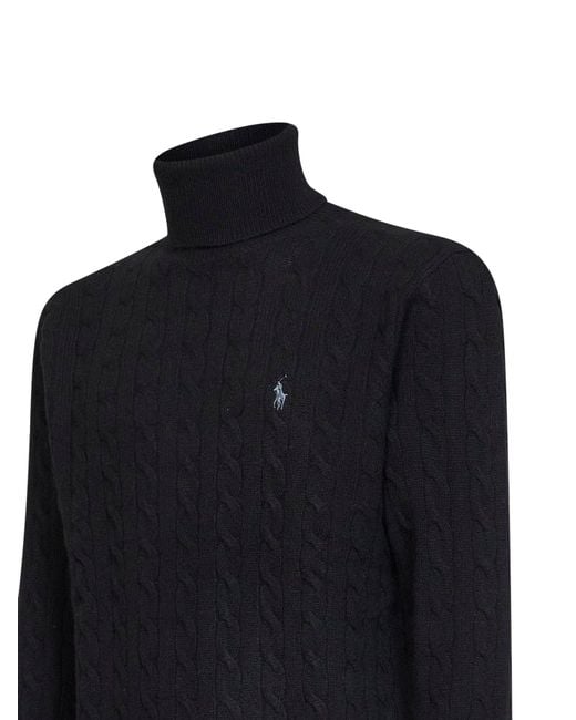 Polo Ralph Lauren Blue Cable-Knit Wool And Cashmere Turtleneck Sweater for men