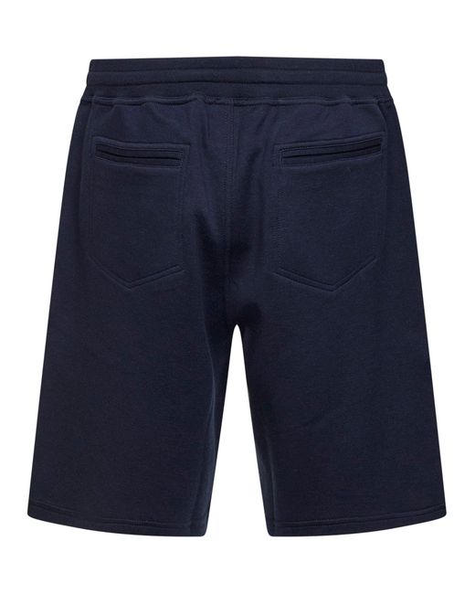 Brunello Cucinelli Blue Cobalt Double Fleece Bermuda Shorts for men