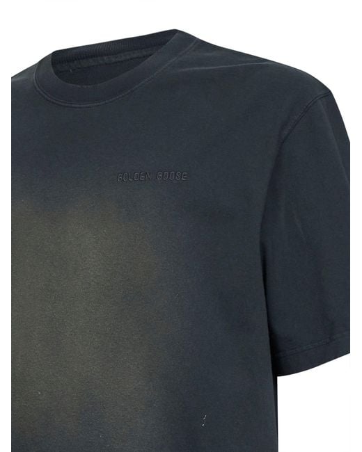 Golden Goose Deluxe Brand Blue Bleached Cotton Jersey Journey T-Shirt for men