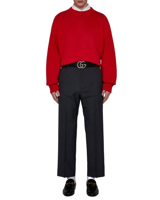 Gucci Blue Wool-Blend Trousers for men