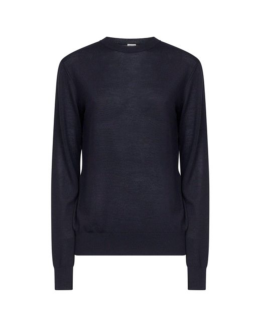 Totême Blue Midnight Merino Wool And Silk Fine Knit Sweater