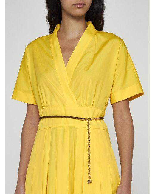 Max Mara Studio Yellow Alatri Cotton Midi Dress