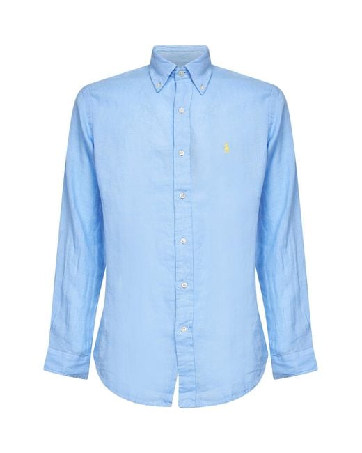 Polo Ralph Lauren Blue Linen Shirt Austin for men