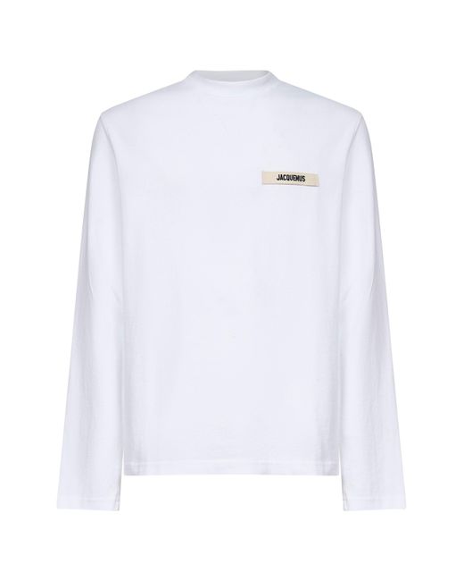 T-Shirt La Maglietta A Maniche Lunghe Gros Grain Bianca di Jacquemus in White da Uomo