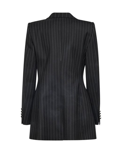 Dolce & Gabbana Black Pinstriped Stretch Wool Single-Breasted Jacket