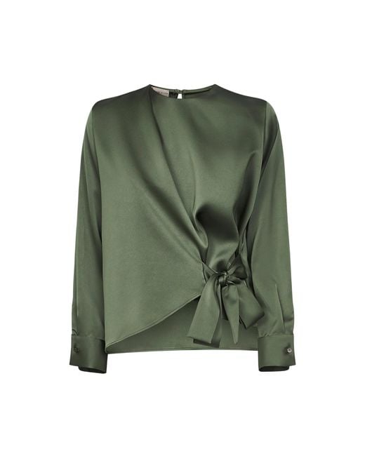 Blanca Vita Green Satin Cesta Blouse