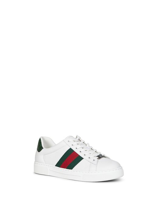 Gucci White Leather Ace Sneakers for men