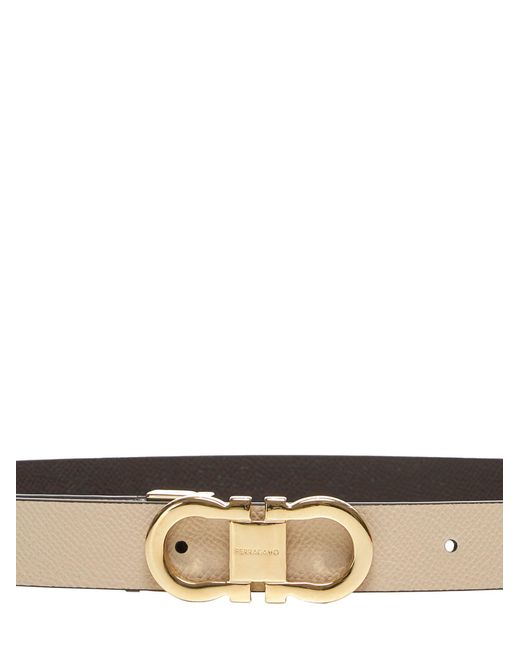 Ferragamo White Fixed Gancini Belt