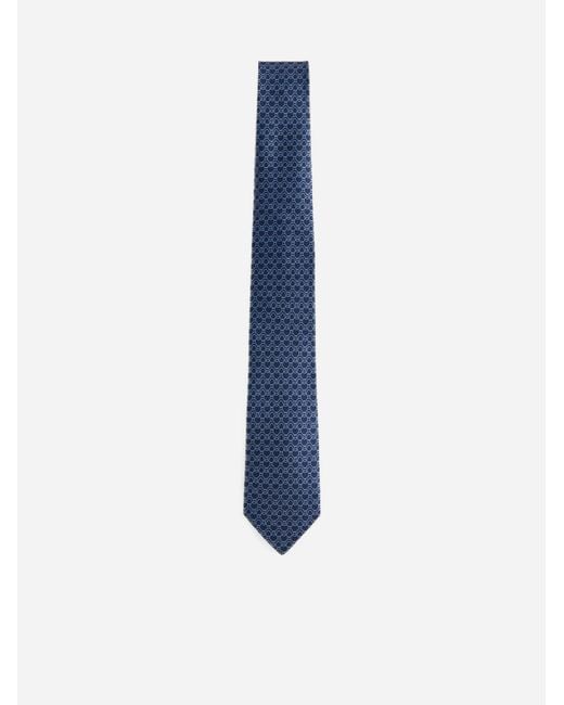 Ferragamo Blue Traccia Silk Tie for men