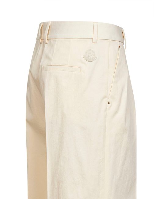 Moncler Natural Cotton Gabardine Wide-Leg Tailored Trousers