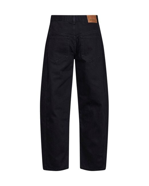 Isabel Marant Blue Faded Cotton Denim Oriane Barrel Jeans