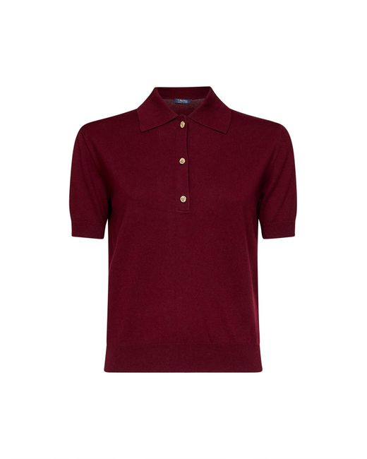Max Mara Red Burgundy Knit Smmpomposa Polo Shirt