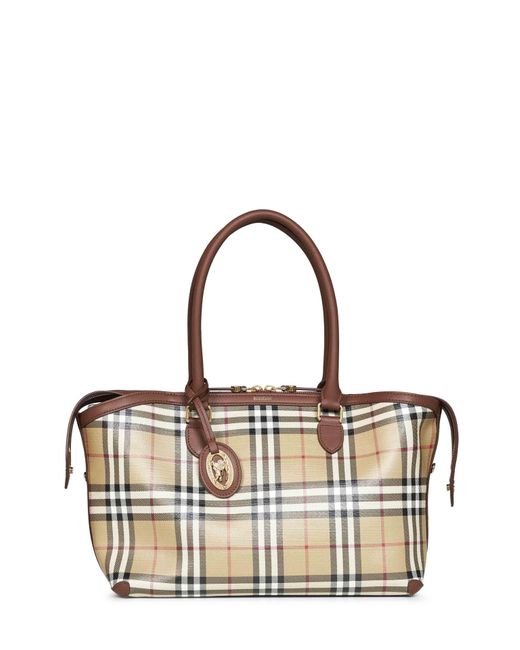 Burberry Metallic Archive Check Small Zipped Tote