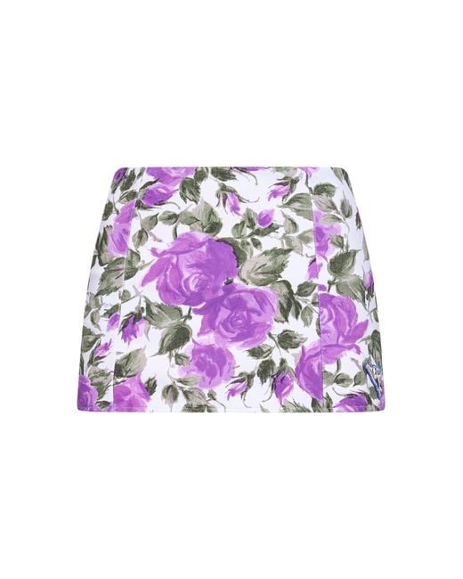 Chloé Purple Chloé And Rose-Print Lycra High-Waisted Swim Skirt