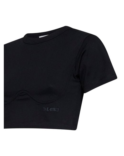 The Attico Black Cotton Jersey Cropped T-Shirt