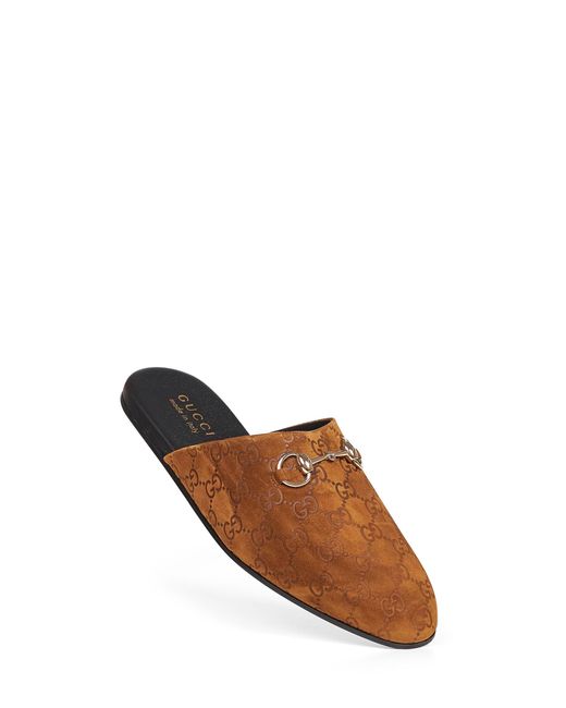 Gucci Brown Gg Suede Mules With Horsebit for men