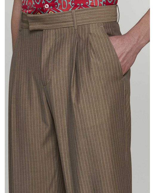 Drole de Monsieur Brown Golfeur Raye' Wool-blend Trousers for men