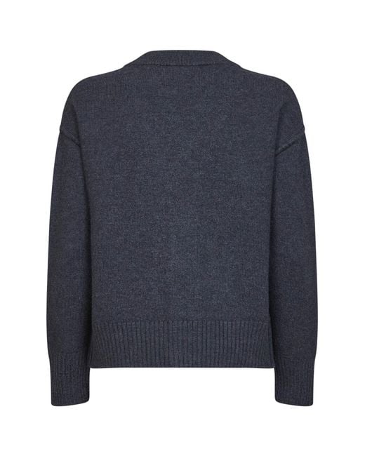 AMI Blue Felted Merino Wool Ami De Cœur Cardigan