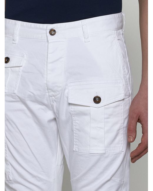 DSquared² White Sexy Cotton Cargo Trousers for men