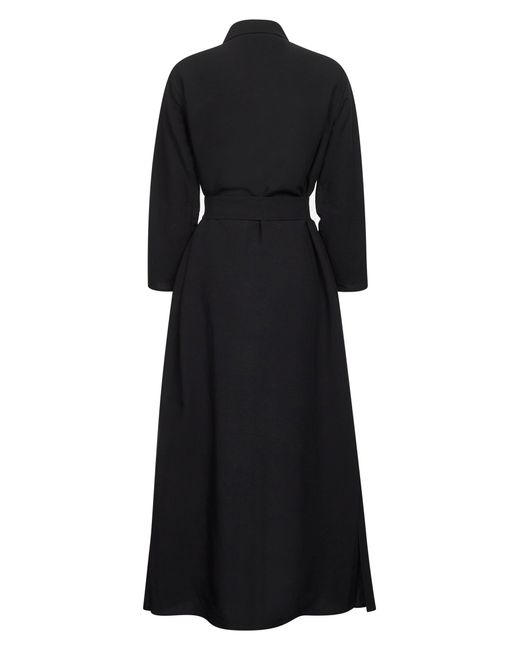 Blanca Vita Black Viscose And Linen Aflea Shirt Dress