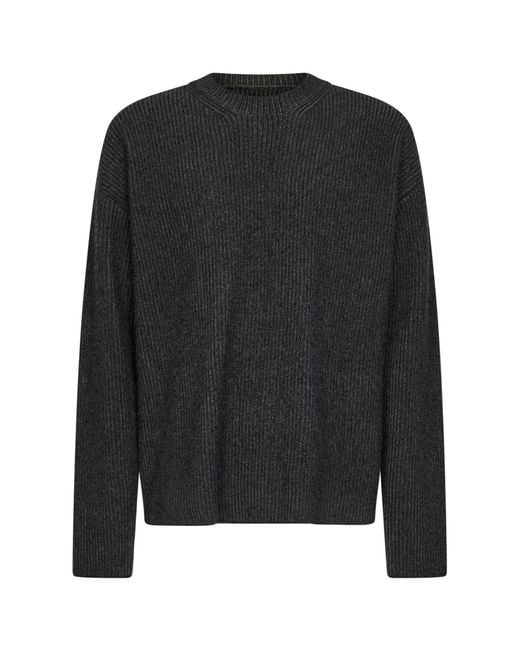 Uma Wang Black And Ribbed Cashmere Knit Crewneck Sweater for men