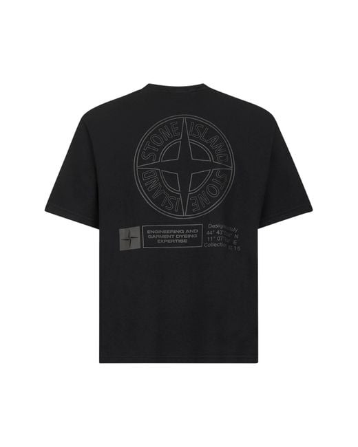 Stone Island Black Jersey Printed T-Shirt for men