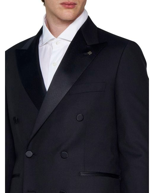 Tagliatore Blue Double-Breasted Wool And Mohair Tuxedo for men