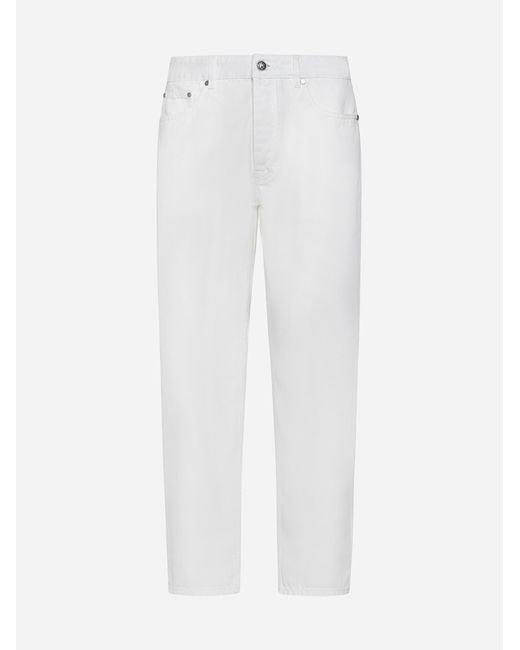 Palm Angels White Monogram Straight Leg Jeans for men