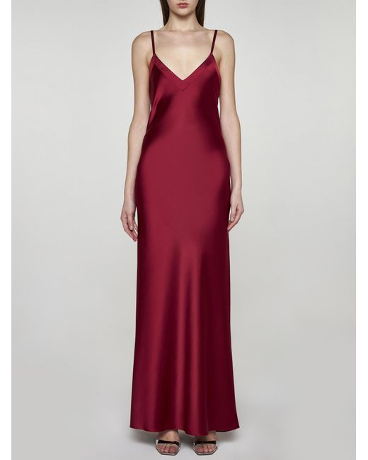 Blanca Vita Red Arcitium Satin Long Slip Dress