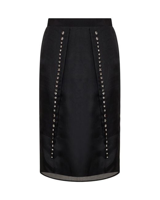 Stella McCartney Black Crystal-Embellished Silk Organza Midi Skirt