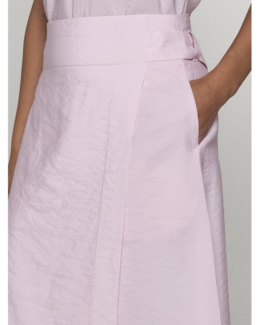 Studio Nicholson Pink Foley Viscose-blend Midi Wrap Skirt