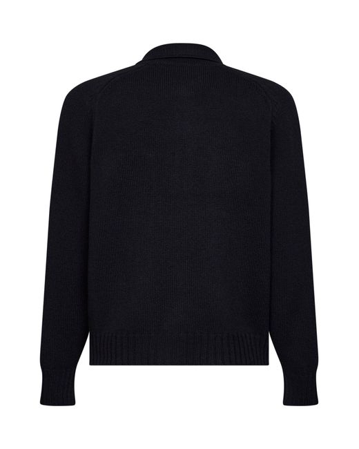 D 40 Blue Virgin Wool Knit Jacket for men