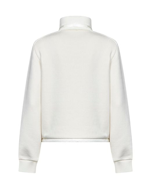 Moncler White Fleece And Padded Nylon Zip-Up Sweatshirt