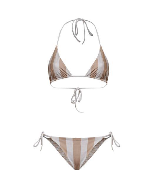 Fendi White Pequin And Ff Lycra Reversible Bikini