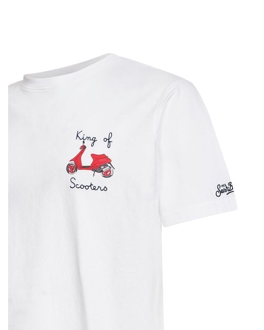 Mc2 Saint Barth White King Of The Scooters-Embroidered Portofino T-Shirt for men