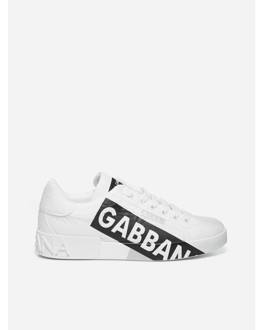 Dolce & Gabbana Multicolor Nylon Portofino Sneakers With Logo Tape for men