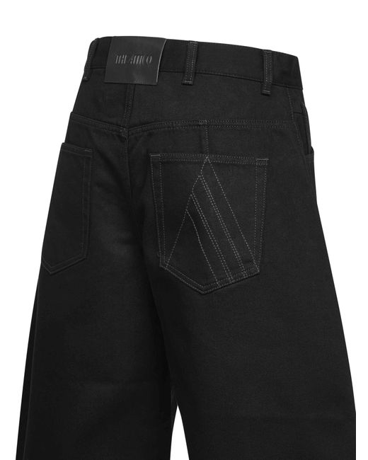 The Attico Black Washed Denim Wide Cropped Jeans