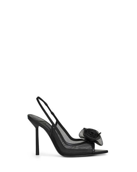 Le Silla Black Mesh Rose 100 Slingback Pumps