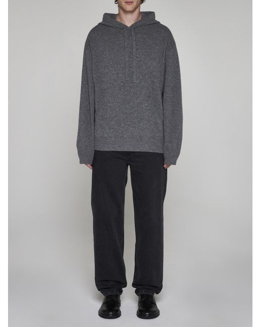 Roberto Collina Gray Wool And Cashmere Hooded Sweater for men