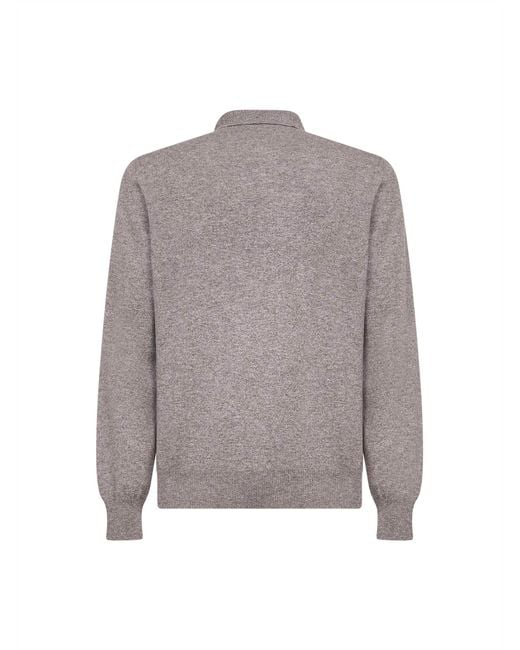 D 40 Gray Dark Wool Blend Knit Polo Shirt for men