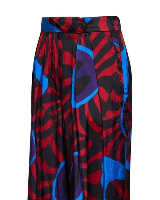 Dries Van Noten Blue Marbled Clay-Print Twill Pamplona Wide Trousers