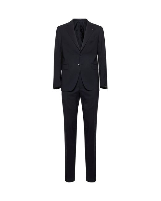 Tagliatore Black Stretch Virgin Wool Single-Breasted Suit for men