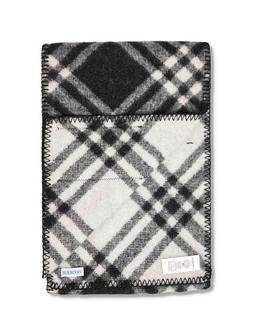Burberry Black Check Wool Scarf