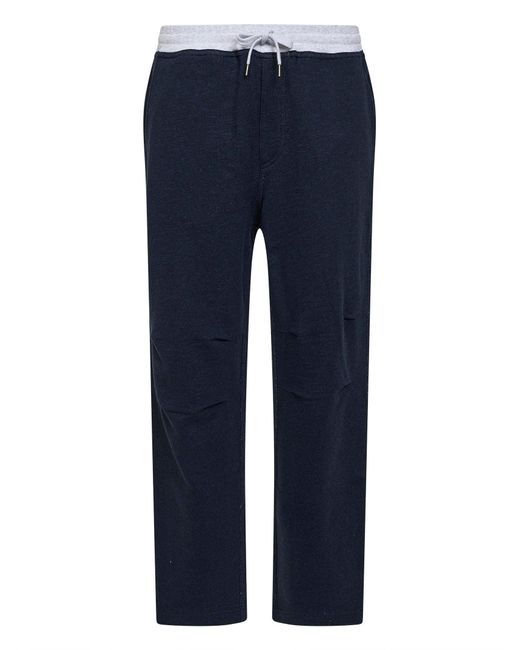 Brunello Cucinelli Blue Cotton And Linen Jogger Trousers for men
