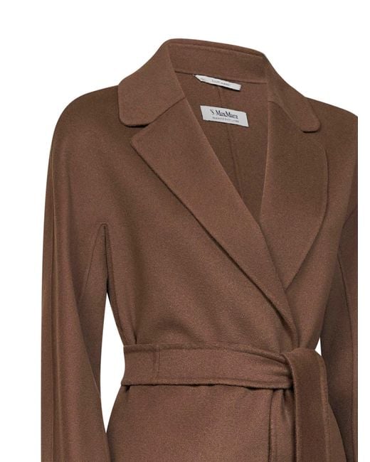 Max Mara Brown Mud Esturia Belted Midi Coat