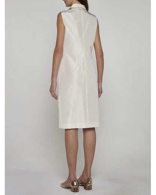 Prada White Silk-blend Polo Shirt Dress