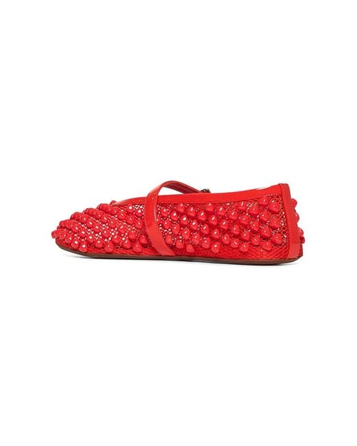 Alaïa Studded Mesh Ballet Flats in Red | Lyst