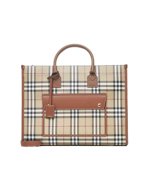 Borsa Tote Media "Freya" di Burberry in Natural