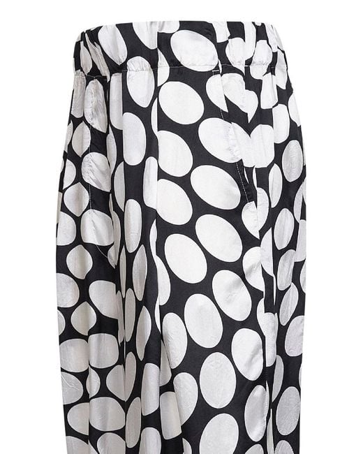 Dries Van Noten White Viscose Soft Ellipses-Printed Wide-Leg Trousers
