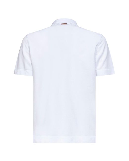 Zegna White Cotton Pique Polo Shirt With Chest Pocket for men